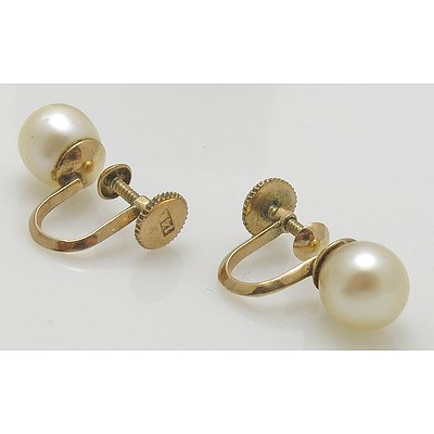 MIKIMOTO 14ct Gold Pearl Earrings