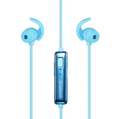 Simplecom BH310 Metal In-Ear Sports Bluetooth Stereo Headphones Blue - Brand New
