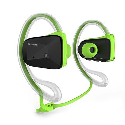 Simplecom NS200 Bluetooth Neckband Sports Headphones with NFC Green - Brand New