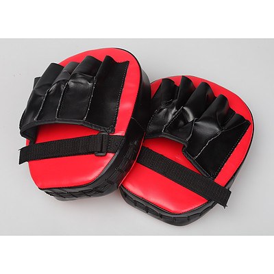 2 x Thai Boxing Punch Focus Gloves Kit Pad Mitt Karate Muay Training Red & Black - RRP $49.95 - Brand New
