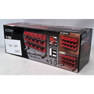 New 15-Bin Storage Rack - Red