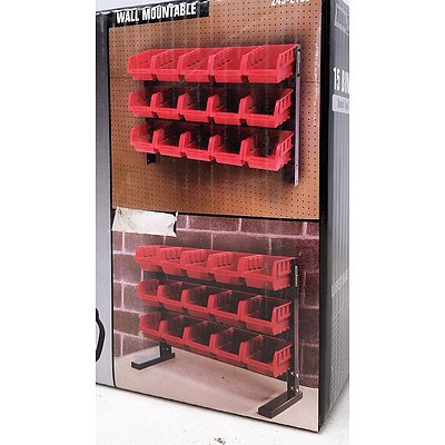 New 15-Bin Storage Rack - Red