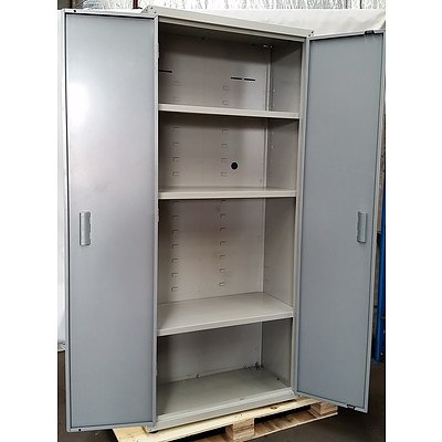 Large 3-Adjustable Shelves Metal Cabinet  - Demonstration Model - Gray
