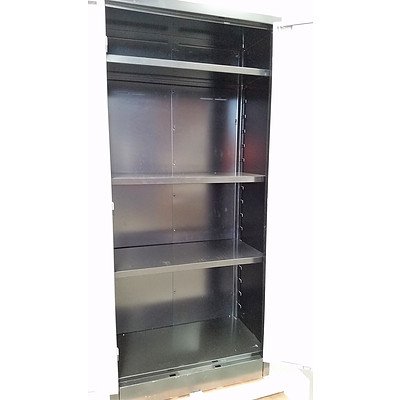 3-Adjustable Shelves Metal Cabinet  - Demonstration Model - Gray/Black