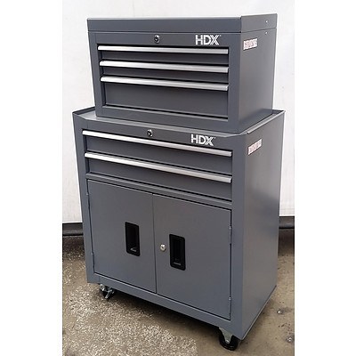 HDX 3-Drawer Chest and 2-Drawer + Cabinet Trolley Combo - Demonstration Model - Gray