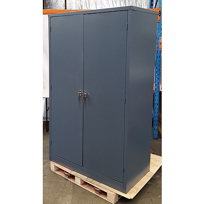 Large 4-Adjustable Shelves Metal Cabinet  - Demonstration Model - Blue Gray