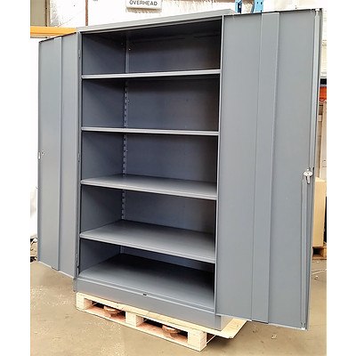 Large 4-Adjustable Shelves Metal Cabinet  - Demonstration Model - Blue Gray