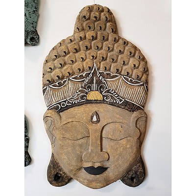 New Hand Carved Wall Hanging Buddha Head