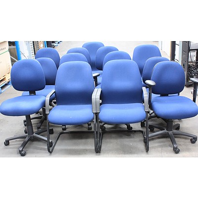 Lot of 13 Blue Fabric Office Chairs