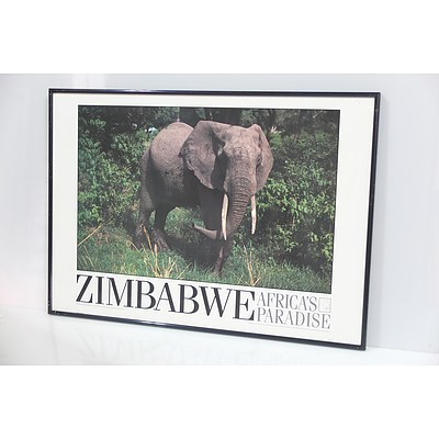 Pair of Large Framed Zimbabwe Posters