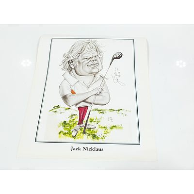 Five Tony Rafty Lithograph Caricatures, Including Steve Elkington, Jack Nicklaus and More