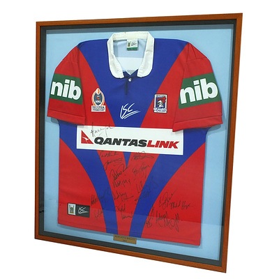 32 Signed and Framed 1998 Newcastle Knights Jersey