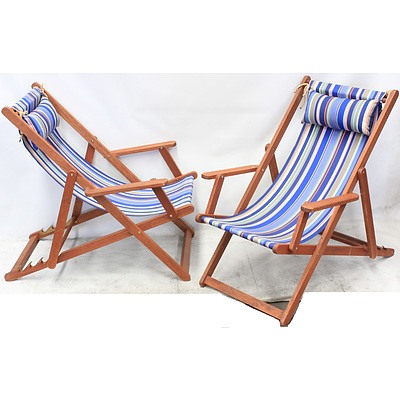 Timber Reclining Deck Chairs - Lot of Four