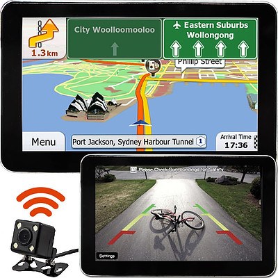 7 inch GPS & Wireless Reversing Camera with Night Vision Bluetooth & Australian Maps - Brand New