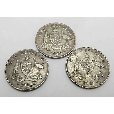 Australian Silver Shillings (x3)