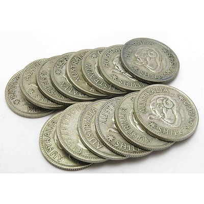 Collection of 14 Silver Shillings
