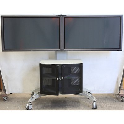 Axis Dual Mobile Display Stand with Two NEC 42" Widescreen Plasma Monitors