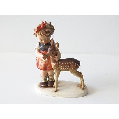 Large MJ Hummel Figure of A Girl With and Deer
