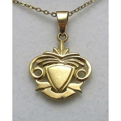 9ct Gold Shield Pendant-double sided
