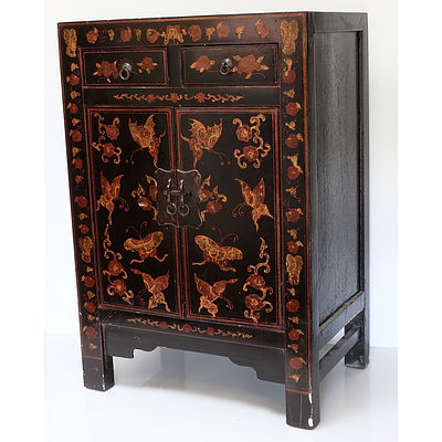 Chinese Lacquered Wood Small Cabinet