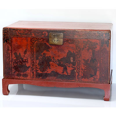 Chinese Red and Black Lacquer Chest