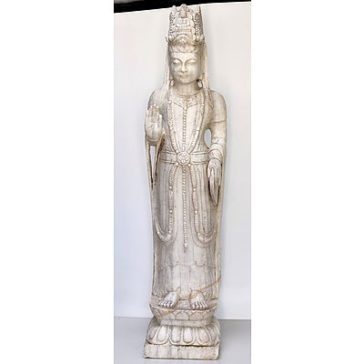 Large Chinese Carved Marble Figure of Guanyin