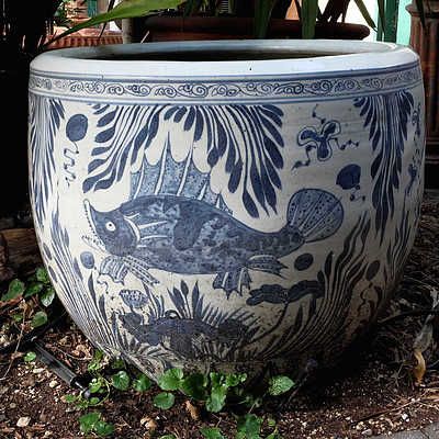 Very Large Chinese Blue and White Fish Bowl