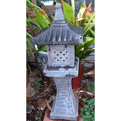 Japanese Carved Composite Stone Pagoda Shaped Garden Lantern