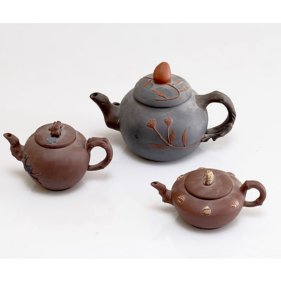 Three Chinese Yixing Teapots