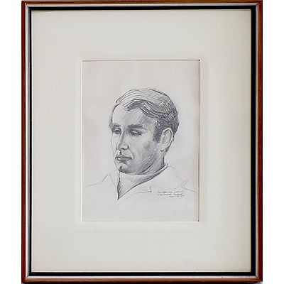 Leslie Van Der Sluys (1939-2010) Pencil on Paper Portrait of John Maxfield 1968