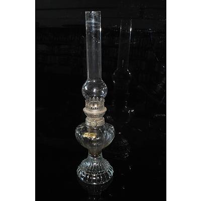 Vintage Oil Lamp with a Matador Style Glass Chimney and Decorative Base