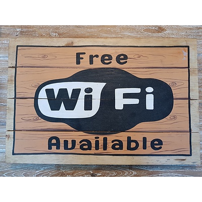 New Hand Painted Timber Sign - Wifi - 60cm x 39cm