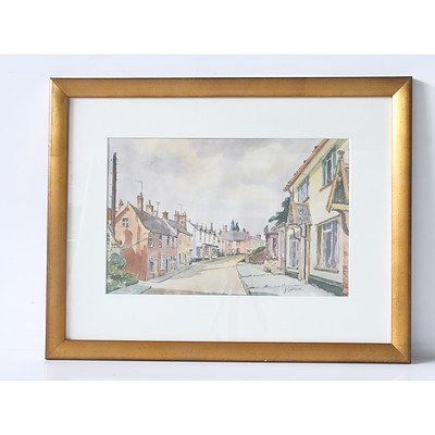 Jack Goddard (Untitled) Town Scene and Fishing Boats Dual Sided Watercolor