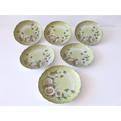 Six Austria Hand Painted Floral and Gilt Decorated Plates