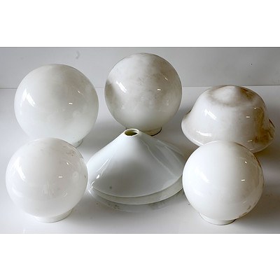 Collection of Various Vintage Milk Glass Light Shades