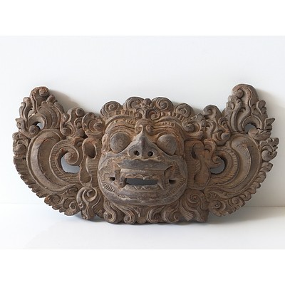 Carved and Pierced Indonesian Demon Panel