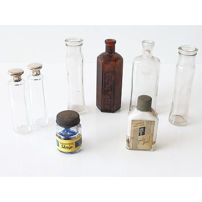 Collection of Vintage Glass Bottles, Including Mobil, Co op Milk, Schweppes, Laurel Kerosene and More