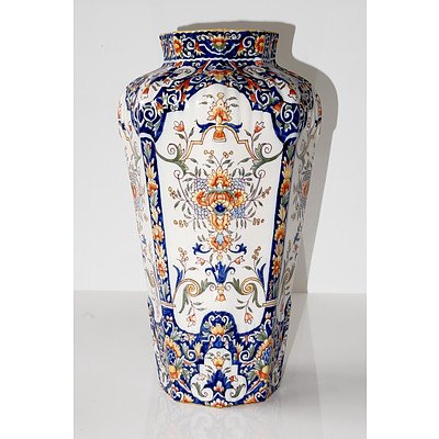 Large Antique French Rouen Faience Vase