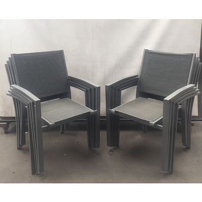 Eight Grey Stackable Outdoor Chairs