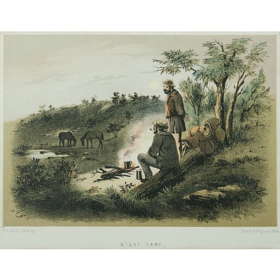 Samuel Thomas Gill (1818-1880): Night Camp, and Creswick Creek (near Ballarat) from Spring Hill, 1855 Lithographs