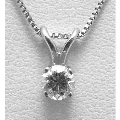 14ct White Gold Brilliant-cut Solitaire Diamond Necklace