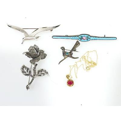 Group of Decorative Brooches and A Necklace