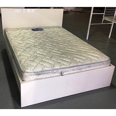 Queen Bed Frame and Matching Bed Side Tables with White Lacquer Finish
