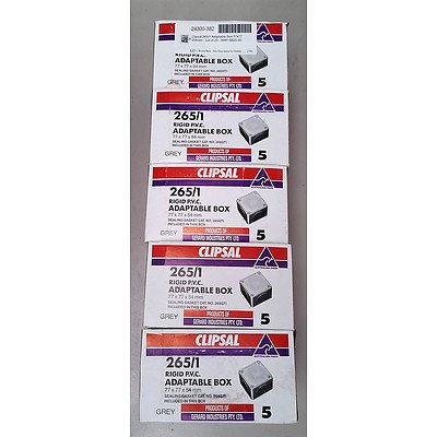 Clipsal 265/1 Adaptable Box 77x77x54mm - Lot of 25 - RRP=$825.00