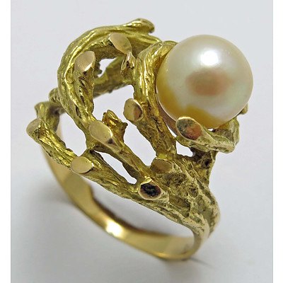 Vintage 18ct Gold Pearl Ring