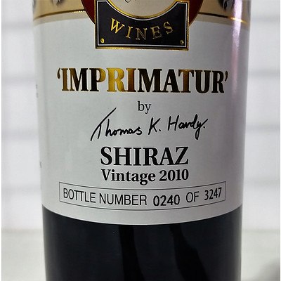 Premium T.K. Hardy 'Imprimatur' Shiraz Vintage 2010 - Bottle Number 240 of 3247.  RRP $98.00!