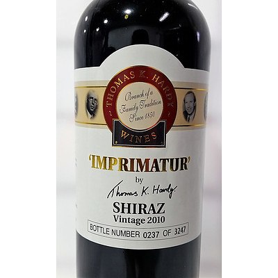 Premium T.K. Hardy 'Imprimatur' Shiraz Vintage 2010 - Bottle Number 237 of 3247.  RRP $98.00!