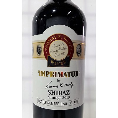 Premium T.K. Hardy 'Imprimatur' Shiraz Vintage 2010 - Bottle Number 241 of 3247.  RRP $98.00!