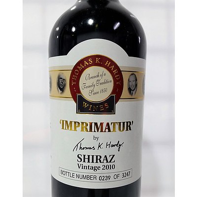 Premium T.K. Hardy 'Imprimatur' Shiraz Vintage 2010 - Bottle Number 239 of 3247.  RRP $98.00!