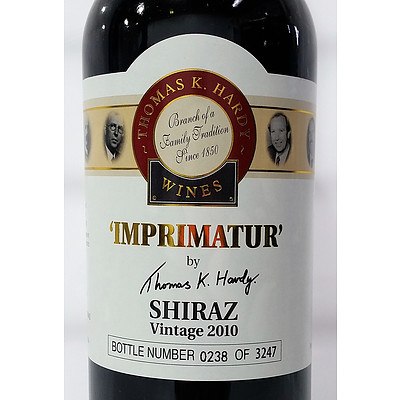 Premium T.K. Hardy 'Imprimatur' Shiraz Vintage 2010 - Bottle Number 238 of 3247.  RRP $98.00!